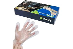 MOMENT 100-Pack Disposable Plastic gloves,Thicker Disposable Food Prep Gloves, Bulk Disposable Kitchen Gloves Transparent for Cooking, Food Service, Cleaning, Large