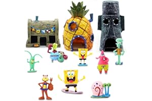 VOHESEA 11er Pack Aquarium Decoration, Fish Tank Ornament Ornaments, Fish Tank Resin Decoration Pineapple House Betta Fish House Aquatic Caves Hide Hut Fish Tank Decorations for Freshwater Saltwater Fish Tank