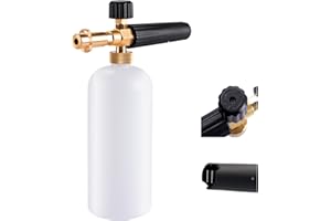 Stone Banks Canon à Mousse pour Kärcher K2 K3 K4 K5 K6 K7 Série Nettoyeur Haute Pression, 1L Réglable Lance a Mousse à Neige Bouteille Buse pour Lavage de Voiture (avec Adaptateur en Cuivre)