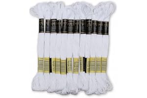 UMC STAG Pack of 12 Premium Embroidery Thread | 100% Egyptian Cotton Premium Skeins | Cross Stitch Embroidery Floss | Oeko TEX Certified Stranded Cotton | Ideal for Arts & Crafts (White-12)