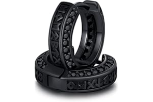 Schwarz Creolen Silber 925 Herren Männer Wikinger Rune/Auge des Horus/Kreuz/Totenkopf/Keltische/Römische Ziffern Ohrringe Unisex Schmuck für Männer Frauen