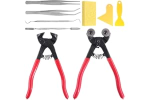 Swpeet Kit de 9 outils de mosaïque, y compris des pinces robustes pour couper la mosaïque et le carrelage, 2 grattoirs, 2 pinces, 1 crochet à double extrémité, 1 spatule avec 1 éponge pour carrelage