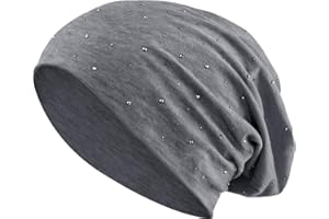 BALINCO Strass Borchiati Jersey Cotone Elastico Lungo Slouch Beanie Ladies Hat Heather Cappello Invernale (7)