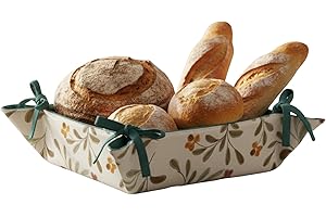MOORG Cestino Pane in Cotone, Porta Pane da Tavola - Cestini con Diverse Fantasie, Portapane da Tavola 20x20x9 cm