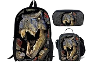 chaqlin 3 paquete de mochila de dinosaurio animal para niños, mochilas escolares geniales, bolsas de almuerzo, estuche para lápices para niños y niñas, mochilas grandes