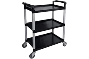 Vogue Polypropylene Mobile Trolley - Small, Black & Silver, Size: 950(H) x 825(W) x 412(D)mm, Capacity: 130 kg, Restaurant Catering Trolley, CF101