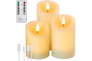 Forever Speed 3-częściowy zestaw świec LED do ponownego ładowania, bezpłomieniowa świeca dekoracyjna z pilotem zdalnego sterowania, wodoszczelna, trwała