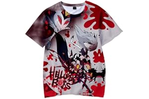 EAST-HAI-BUY Camiseta De Anime Helluva Boss 3D Cuello Redondo Camiseta Hombres Mujeres Manga Corta Harajuku Streetwear Dibujos Animados Helluva Boss 2 Tops Divertidos para Niños y Niñas