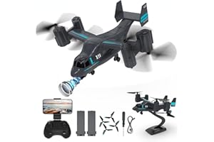 OBEST Helicóptero Teledirigido con Camara 1080P, RC Drones Control Remoto con Luz LED Juguete Niños, Modo Sin Cabeza Foto Gesto 2 Batería, Modelo Exhibición Avión Combate Militares, Regalo Navidad