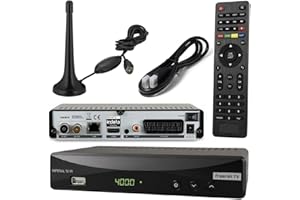 netshop 25 Imperial T2 IR Plus DVB-T2 Receiver (Inkl. 3 Monate FREENET TV) + DVB-T Antenne + HDMI Kabel, PVR Ready, HDMI & SCART, USB, HDTV mit Aufnahmefunktion und Time-Shift