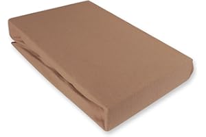 ‎JULIDO Julido Jersey Spannbettlaken 180-200x200 cm, Betttuch mit Gummizug, Bettlaken Nougat Braun aus Baumwolle, Oeko-Tex Standard 100