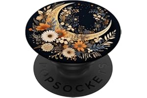 MIXED FLOWER BOUQUET FLORAL PATTERN PopSockets PopGrip Adhésif Lune bohème et fleurs sauvages Noir Compatible avec les appareils ayant une coque et sans charge sans fil