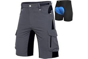 Cycorld Męskie spodenki na rower górski, luźny krój z kieszeniami zapinanymi na zamek, MTB, jazda na rowerze, wędrówki, cargo, lekkie spodenki outdoorowe