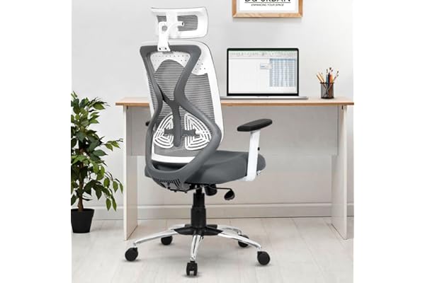Da URBAN® Merlion Office Chair,High Back Mesh Ergonomic Home Office Desk Chair with 3 Years Warranty, Adjustable Armrests,Adj