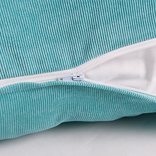 Baibu Einfach Dekorativ Sofa Kissenbezug Kissenhülle mit verdecktem Reißverschluss aus Kord in 10 modernen Farben und 6 Größen 40x145cm Türkis - 2