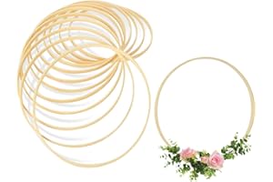 JMIATRY 24 Stück Holzringe zum Basteln 26cm Holzringe Makramee, Dekoringe zum Hängen Holz für Makramee, Traumfänger, Blumenkranz Türkranz, Wandbehang Fensterdeko DIY Handwerk