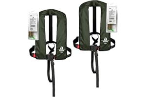 Set di 2 12skipper giubbotti di salvataggio automatici 165N ISO con imbragatura, verde oliva incl. 2 kit di manutenzione