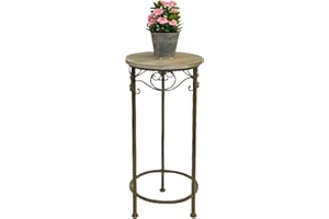 DanDiBo Blumenhocker Metall Rund 72 cm Blumenständer 11135 Beistelltisch Pflanzenständer Holzablage Blumensäule