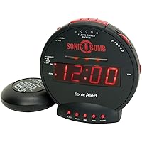 Geemarc Sonic Bomb - Reloj Despertador con Alarma Superpotente, Almohadilla Vibratoria y Función Snooze - Para Personas con P