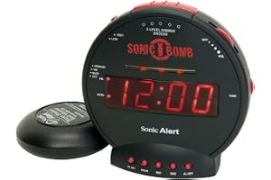 Geemarc Sonic Bomb - Väckarklocka Med Superstarkt Alarm, Vibrerande Kudde Och Snooze-Funktion - För Hörselskadade Och Tunga S