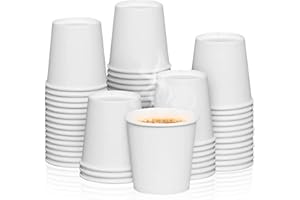 MARKQ [100 Cups] 4 oz. White Paper Cups- Available in 7oz, 8oz, 12oz, 16oz- Small Disposable Espresso, Qahwa, Bathroom, Mouthwash Cups