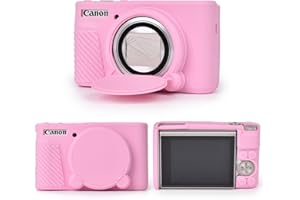 MUZIRI KINOKOO Housse en Silicone pour Canon PowerShot SX740 SX730 HS Caméra, Coque Protection en Caoutchouc Souple pour Canon SX740 SX730 HS - avec Couvercle d'objectif Amovible - Rose