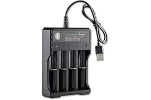 BSWL 18650 Battery Charger 4 Slot,Battery Charger for 18650 Rechargeable Batteries Universal Smart LED Display 18650 Charger UK Lithium Battery Charger 3.7V with Micro USB 18350 14500 (No Battery)