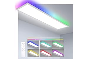 ‎ORAYMIN Oraymin LED Panel Deckenleuchte 100x25 cm, 30W 3300LM CCT RGB Lampe Wohnzimmer mit Speicher-Funktion, 3000K-6500K Deckenpanel LED Deckenlampe Rechteckig, RGB Panel als Kinderzimmer Lampe Decke