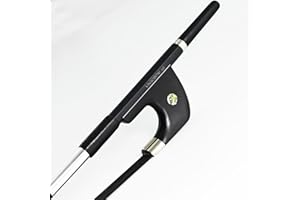 archet contrebasse allemande en fibre de carbone 3/4 taille 74cm Vingobow niveau professionnel yeux parisiens grenouille ébène puissant ton profond noir crin de cheval pernambuco performance