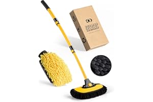 lesasas Car Wash Brush kit, Including a Wash Mitt & a Wash Mop with Extendable Extra-Long Handles & Scratch-Free Bristles, Car Washing Kit Makes Your Car Shine Like New