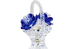 ‎H&D HYALINE&DORA H&D HYALINE & DORA Kristall Rosen Blumenfigur, Glasblumen Briefbeschwerer, Glasblumen Sammelobjekt