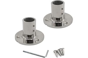 Zerniple Boat Railing Fittings Deck Hardware 316 Stainless Steel Tube Base Rod Flange Holder (pack of 2)