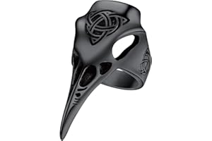 FaithHeart Viking Raven pierścionki dla mężczyzn, spersonalizowany gotycki punk, ptak, czaszka, pierścionek ze stali nierdzewnej/złoty/czarny, nordycki amulet rozmiar O-Z + 3 - z pudełkiem prezentowym