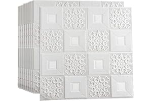 DSJMUY Wandaufkleber 70x70 cm 3D weiß Ziegel tapete, 3D wandpaneele Tapete Backstein Wandaufkleber Selbstklebende wasserdichte Wandplatte (30 STÜCKE)