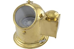 ANTIQUE VIBES Ship Boat Binnacle Gimbled Floating Dial Nautical Compass with Oil Lamp Dunkirk War Collectible Marine Instruments Home-Office Desk Decor