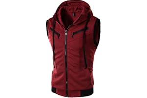 SUNENJOY SWEATER Sunenjoy Homme Gilet à Capuche sans Manche Veste Pull Sweatshirt Tops Haut Slim Fit Zipper Casual Basic Mode Automne Hiver