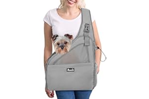 Nasjac Bolsos para Mascotas, Manos Libres Papoose Small Animal Puppy Travel Bag Tote Correa Acolchada Ajustable Malla Transpirable Soporte Inferior Duro Cinturón de Apertura con cordón Lavable