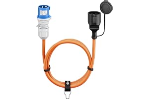 goobay CEE-adapterkabel för husbil, 5 m, CEE-kontakt till uttag med skyddskontakt, användning utomhus med IP44, 76224