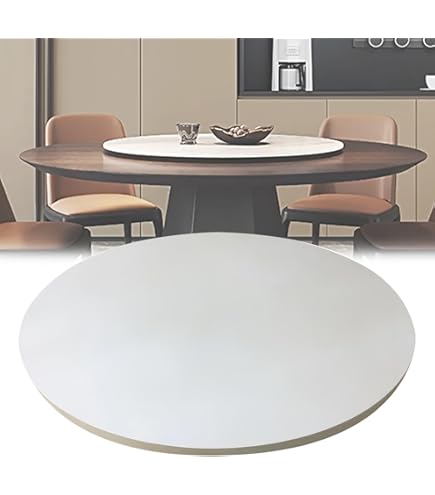 WORDFUN Grote Lazy Susan voor eettafel, 360° houten dienblad, ronde serveerschaal tafelblad roterend dienblad, soepel draaiende draaibare basis, voor familiebijeenkomsten, banketten en bruiloften (F