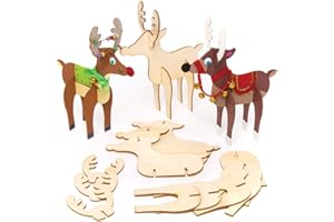 Baker Ross Renos de Madera (Pack de 6) para manualidades y decoraciones navideñas