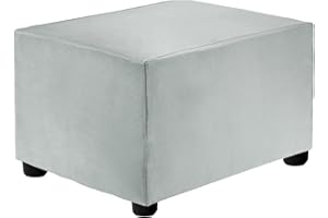 sourcing map Stretch Foot Stool Cover Rectangular Square Foot Stool Slipcover with Elastic for Footstool Living Room Bedroom Fit Length 50-76cm / 19.69"-29.92", S-Large, Light Gray