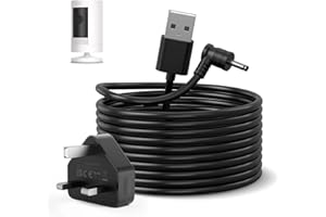 OLAIKE 5m/16ft Power Adapter Compatible with Stick Up Cam Battery/Plug-in 3rd Gen/2nd Gen & Spotlight Cam Battery,Weatherproof Cable to Continuously Charge Your Camera,Black