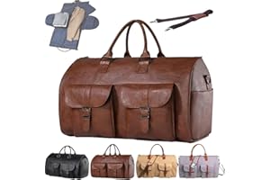 GLIART The Convertible Duffle Garment Luggage, 2 in 1 Hanging Suitcase Suit Travel Bags, Convertible Carry on Garment Bag (Brown)