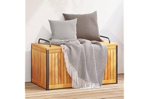 Faroom Baúl de Almacenaje Exterior 85 x 45 x 45/53 cm Madera de Acacia Arcón de Jardín Banco Jardín con Almacenamiento Acacia Maciza y Acero