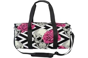 MNSRUU Sac de sport de sport avec motif tête de mort et fleurs pour homme et femme