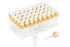 Parfumlism Pipettenflasche 5ml, 50er Pack Glas mit Pipette, Pipette mit Flasche Mini Makeup Container für Ätherische, Nagelöl & Nagelhautöl, Seren
