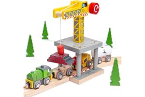 Bigjigs Rail Magnetic Big Yellow Crane - Other Major Wooden Rail Brands are Compatible