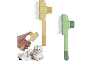 ALICEEDG Kit de peignes anti-puces pour chiens et chats, 2 peignes pour chats pour éliminer les poils morts, brosse autonettoyante pour animaux à poils longs et courts, longue durée