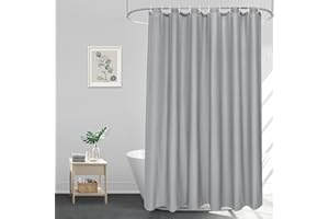 EurCross Zasłona prysznicowa do łazienki, szara, 180 x 200 cm, tekstylna zasłona łazienkowa do łazienki, wodoszczelna, nadaje się do prania, odporna na pleśń, z 12 pierścieniami