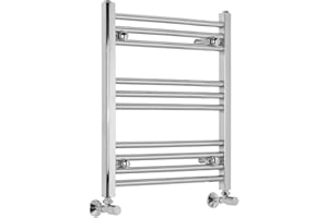 Warmehaus Contemporary Straight Bathroom Heated Towel Rail Radiator Rad 600 x 540 Chrome
